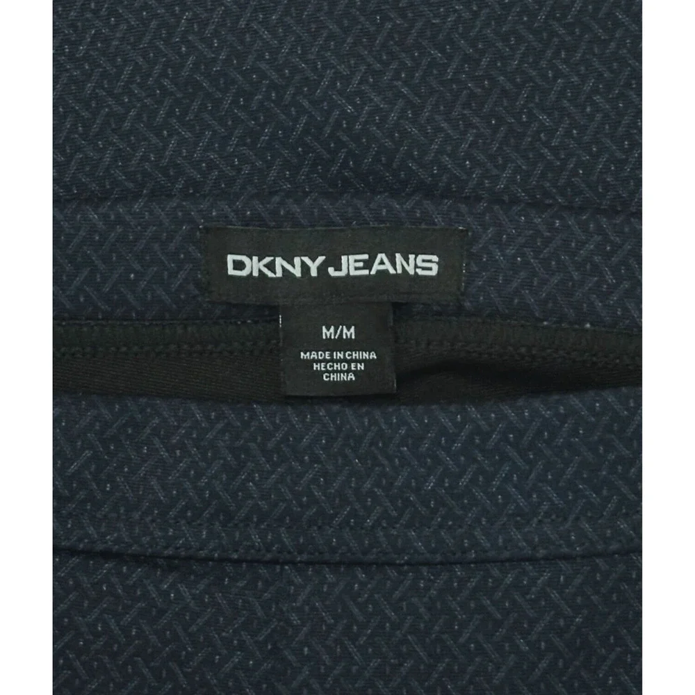 DKNY Pull On Ponte Pants Leather Navy Blue Diamond Lattice Work Career Medium